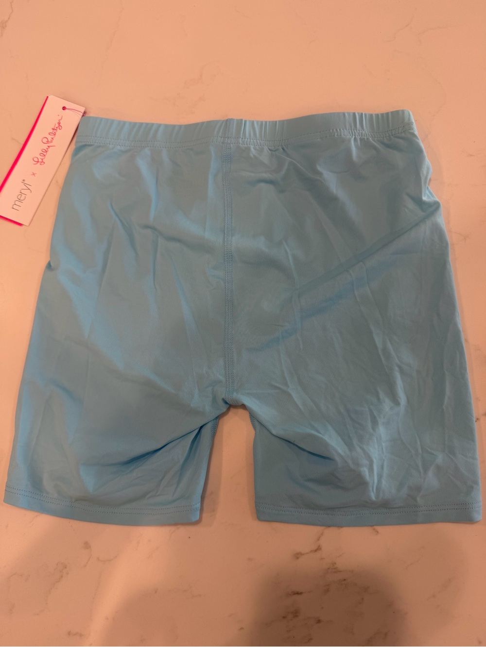 Lilly Pulitzer Light Blue Luxletic Bike Shorts - Picture 2 of 4